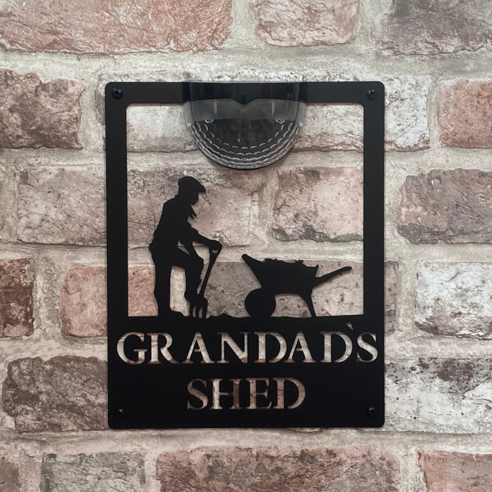 IMPERFECT- Grandad's Shed Sign with Solar Powered Light