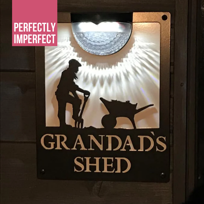 IMPERFECT- Grandad's Shed Sign with Solar Powered Light