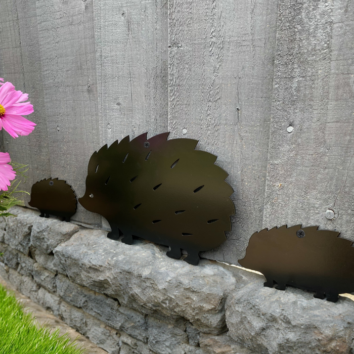 Hedgehog and Hoglets - Set of 3 Wall Art