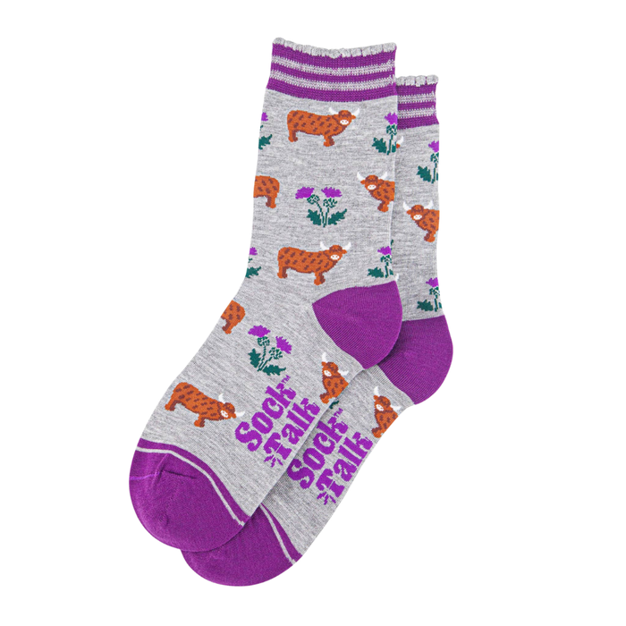 Highland Cow Thistles Bamboo Socks