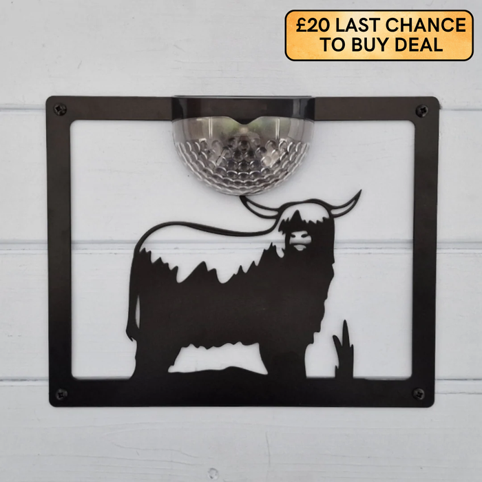 Highland Cow Solar Light Wall Plaque