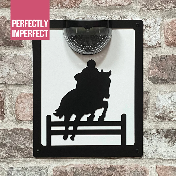 IMPERFECT- Horse Jumper Solar Light Wall Plaque
