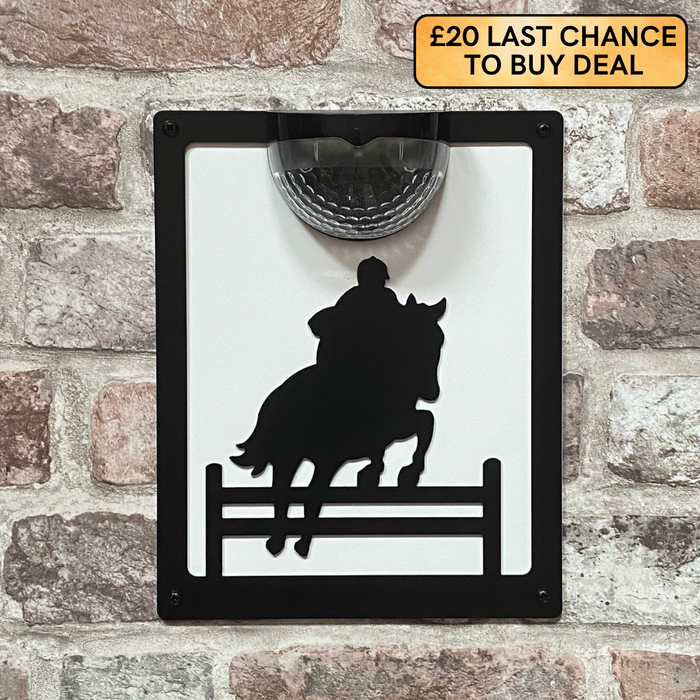 Horse Show Jumper Solar Light Wall Plaque