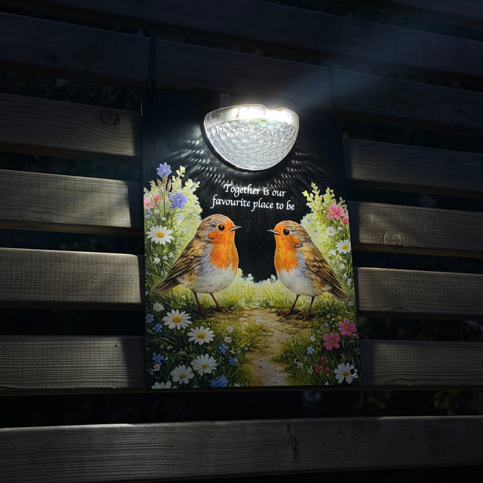 Together Robins Solar Light Wall Plaque