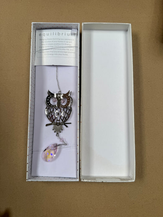 IMPERFECT - Owl Sun catcher (water damaged box) (pink)