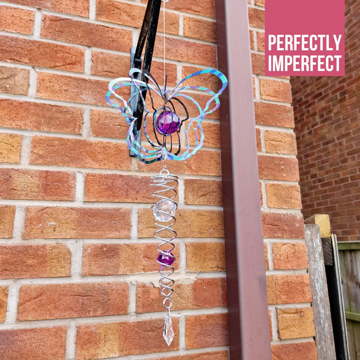 Imperfect - Butterfly Crystal Wind Spinner with a Crystal Tail