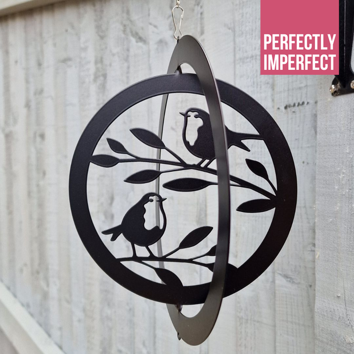 IMPERFECT - Two Robins Hanging Silhouette Orbit Spinner