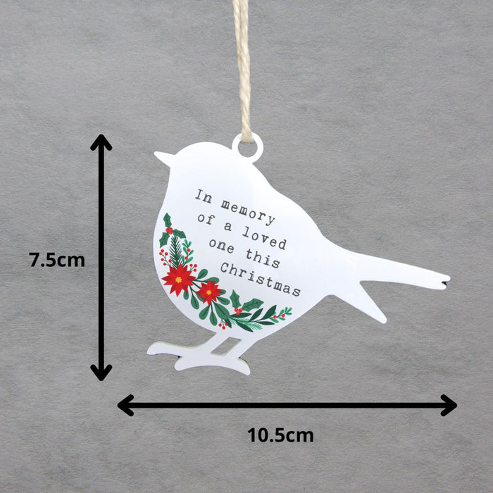 'In Memory of a loved one this Christmas' - White Robin Hanging Decor