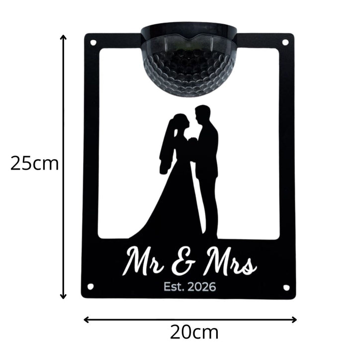 "Mr & Mrs Est 2026"  Wedding Solar Light Wall Plaque