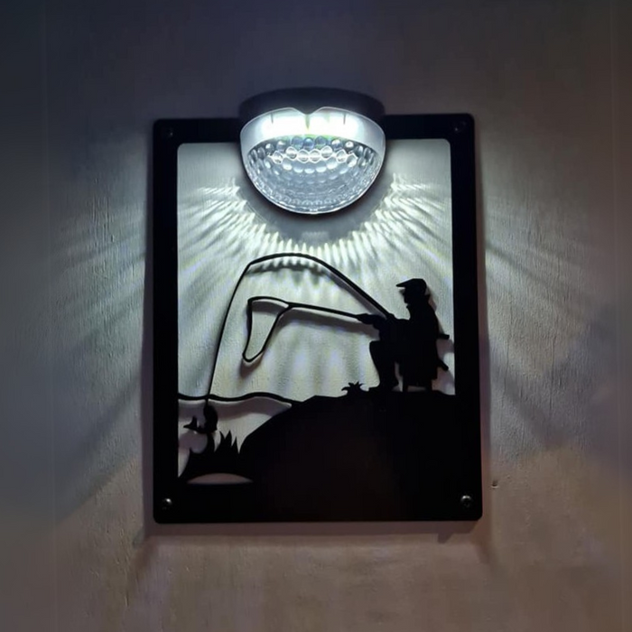 Fisherman Solar Light Wall Plaque