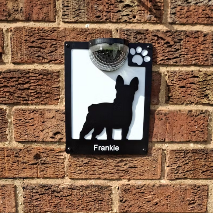 French Bulldog A Solar Light Wall Plaque