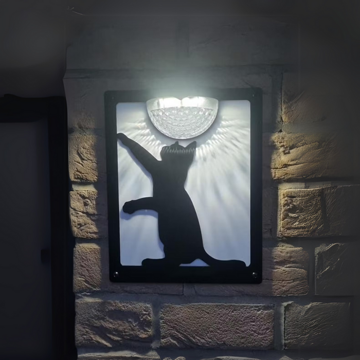 Cat Solar Light Wall Plaque