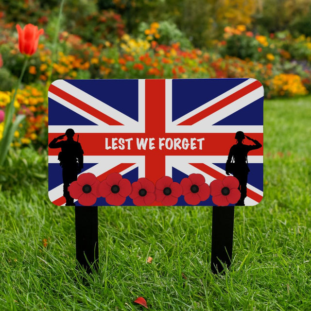 'Lest We Forget' Union Jack Remembrance Large Stake