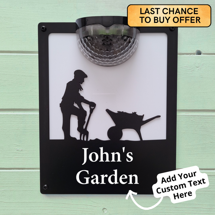 Male Gardener Solar Light Wall Plaque (You Can Personalise Me!)