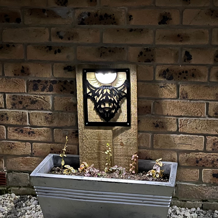 Highland Cow Solar Light Wall Plaque