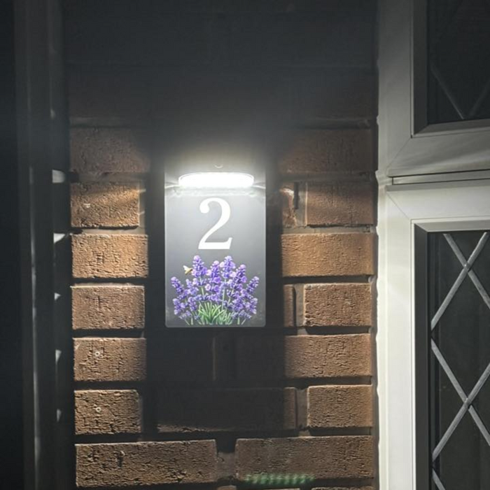 Lavender Motion Sensor Solar House Number Sign