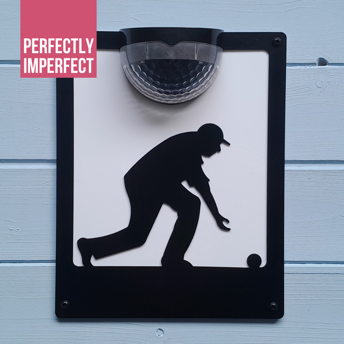IMPERFECT- Male Lawn Bowler Solar Light Wall Plaque