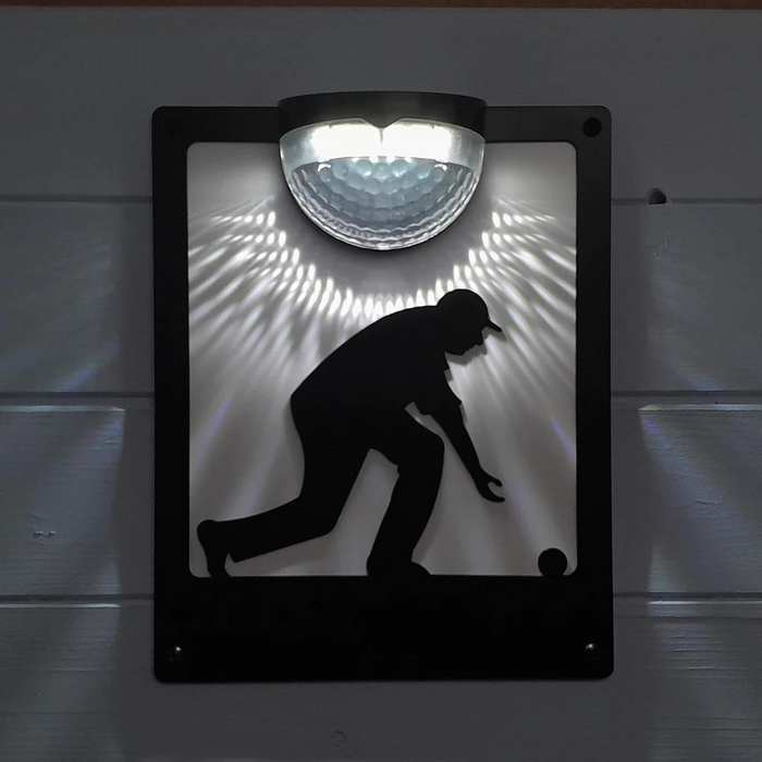 IMPERFECT- Male Lawn Bowler Solar Light Wall Plaque