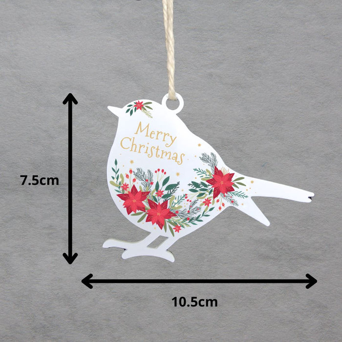 'Merry Christmas' - White Robin Hanging Decor