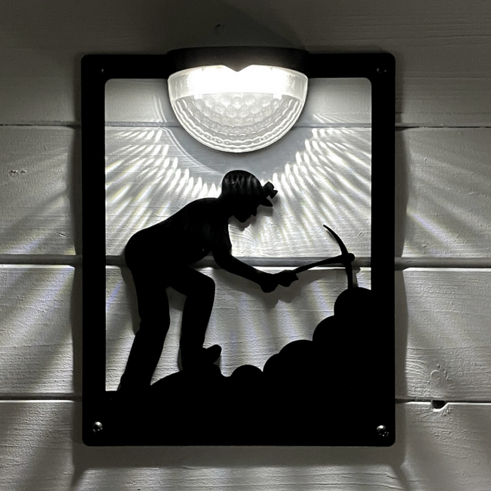 IMPERFECT- Coal Miner Solar Light Wall Plaque