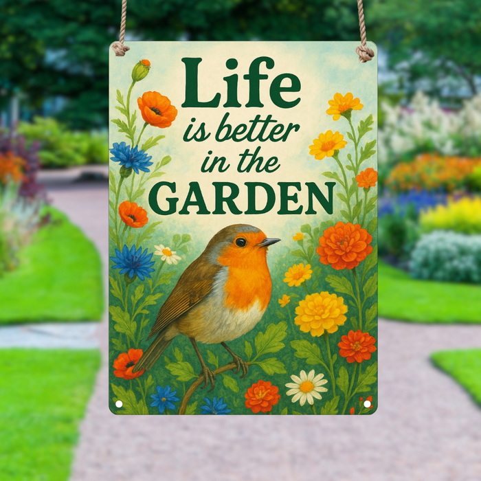 'Life Is Better In The Garden' Metal Sign 25cm