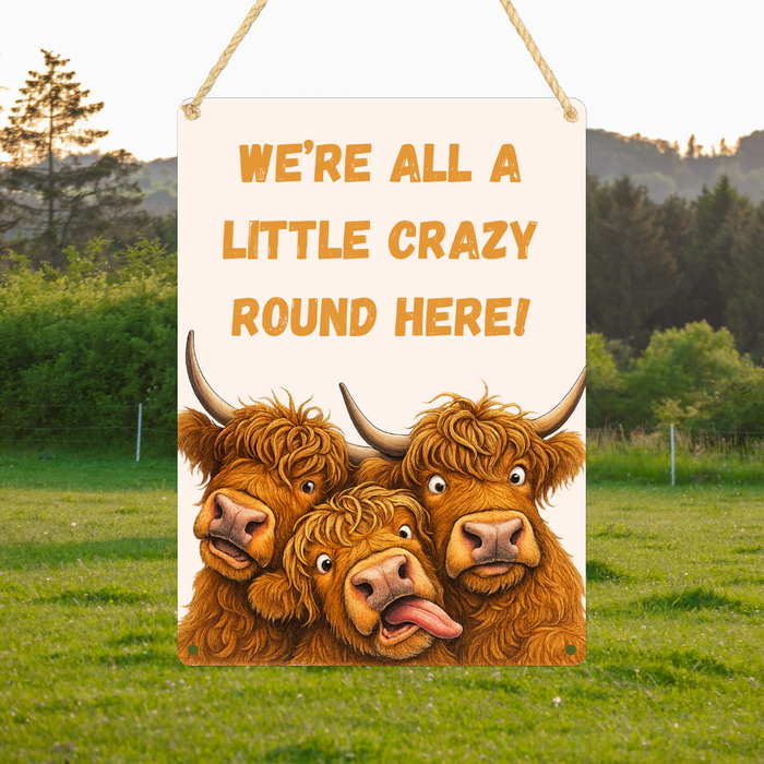 Highland Cow Metal Sign 25cm