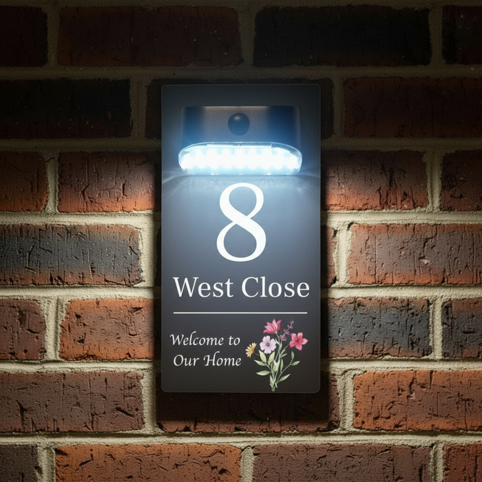 'Welcome to Our Home' Motion Sensor Solar House Name Sign