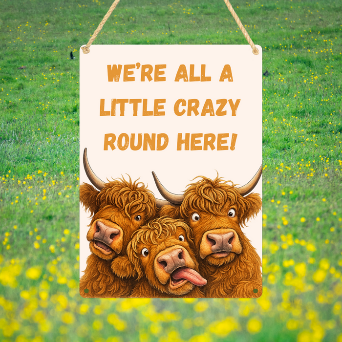 Highland Cow Metal Sign 25cm