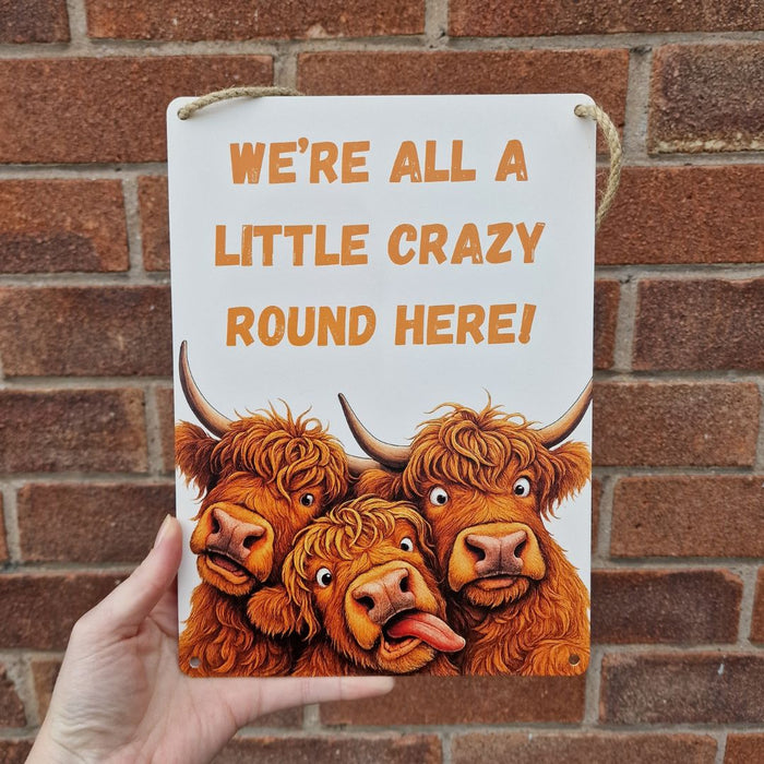 Highland Cow Metal Sign 25cm