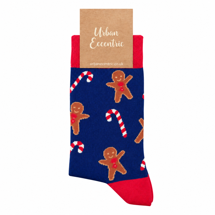Unisex Gingerbread and Candy Canes Socks Size 6-11 UK