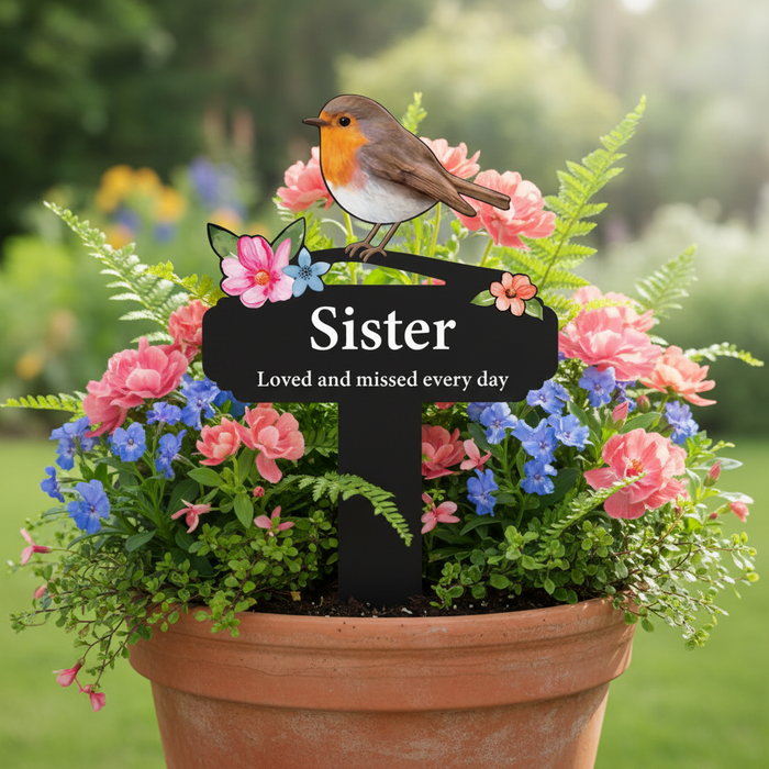 'Mum's Garden' Large Robin Pot Stake