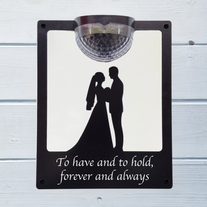"To have and to hold"  Wedding Solar Light Wall Plaque