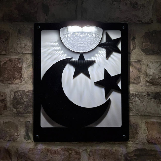Moon and Stars Solar Light Wall Plaque
