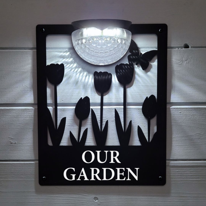 Our Garden Sign with Solar Powered Light