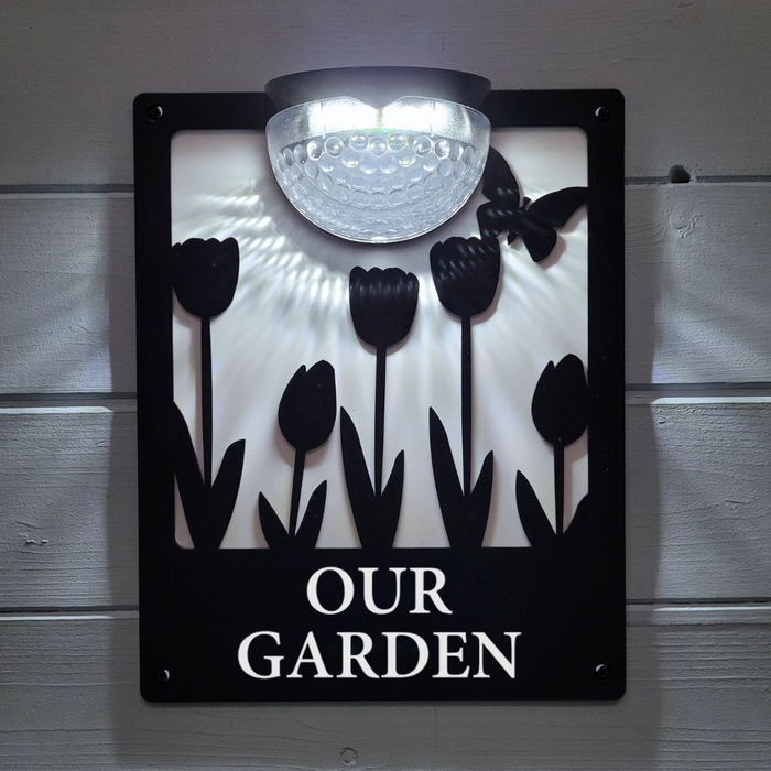 Our Garden Sign with Solar Powered Light