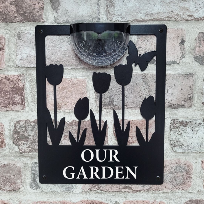 Our Garden Sign with Solar Powered Light