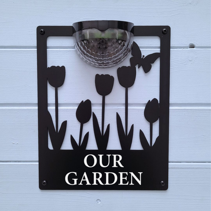 Our Garden Sign with Solar Powered Light