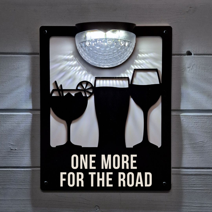 'One more for the road' Drinks Solar Light Wall Plaque
