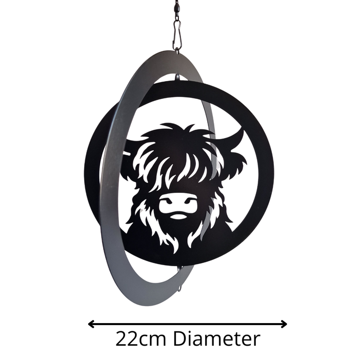 Highland Cow Hanging Silhouette Orbit Spinner