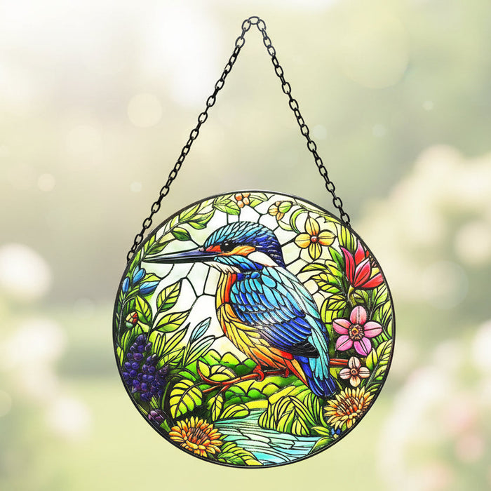 Large Glass Hanging Kingfisher Suncatcher