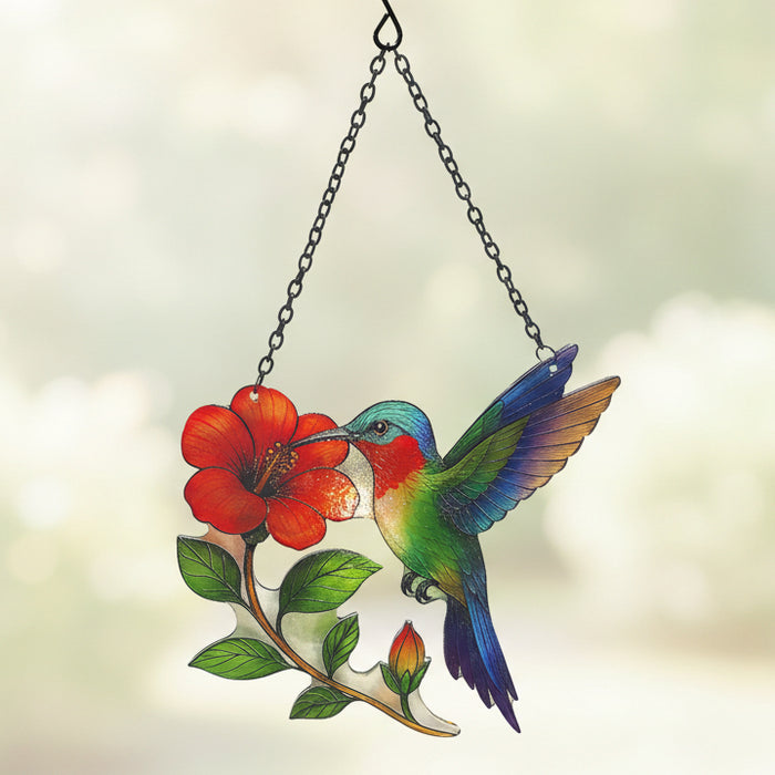 Cut Glass Hanging Suncatcher - Hummingbird