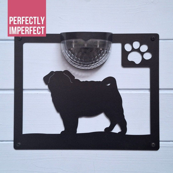 IMPERFECT - Pug Dog Solar Light Wall Plaque
