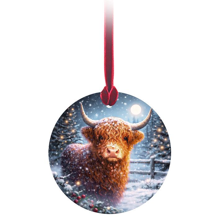 Christmas Tree Glass Hanger - Highland Cow