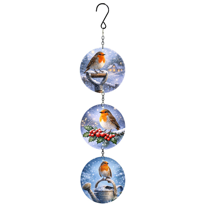 Glass Trio Christmas Suncatchers - Robin