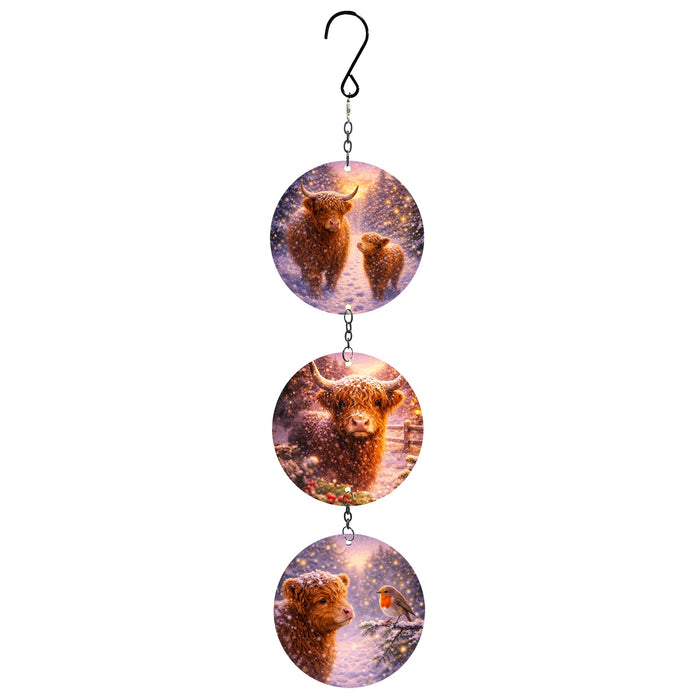 Glass Trio Christmas Suncatchers - Highland Cows