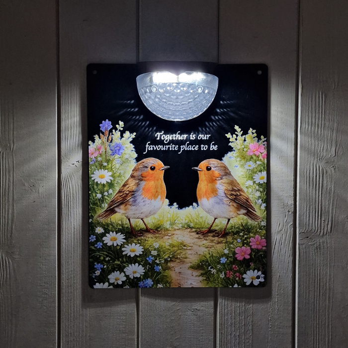 Together Robins Solar Light Wall Plaque