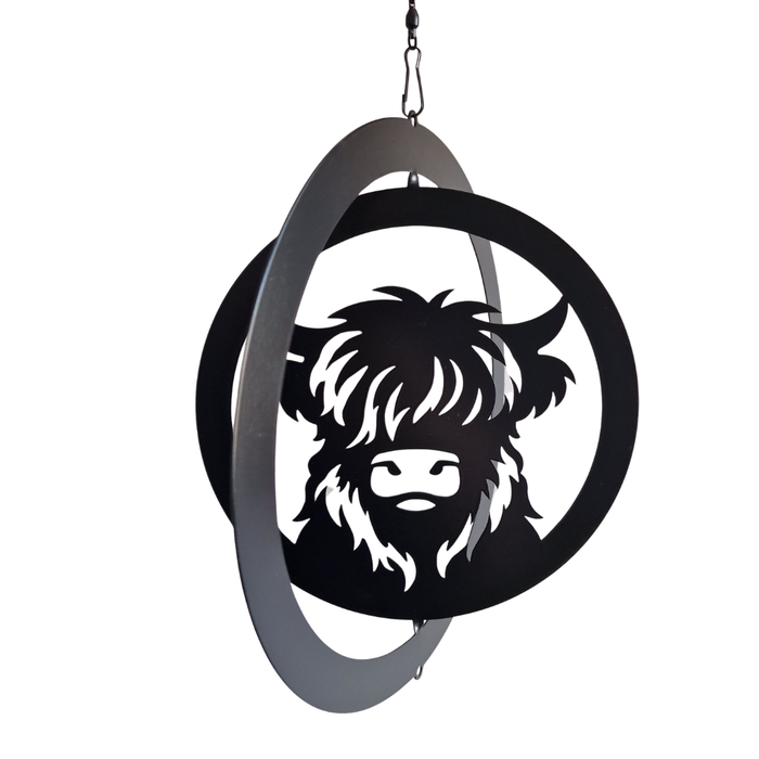 Highland Cow Hanging Silhouette Orbit Spinner