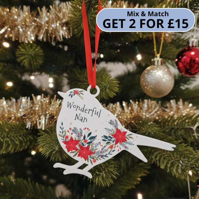 'Wonderful Nan' - White Robin Hanging Decor