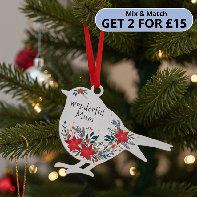 'Wonderful Mum' - White Robin Hanging Decor