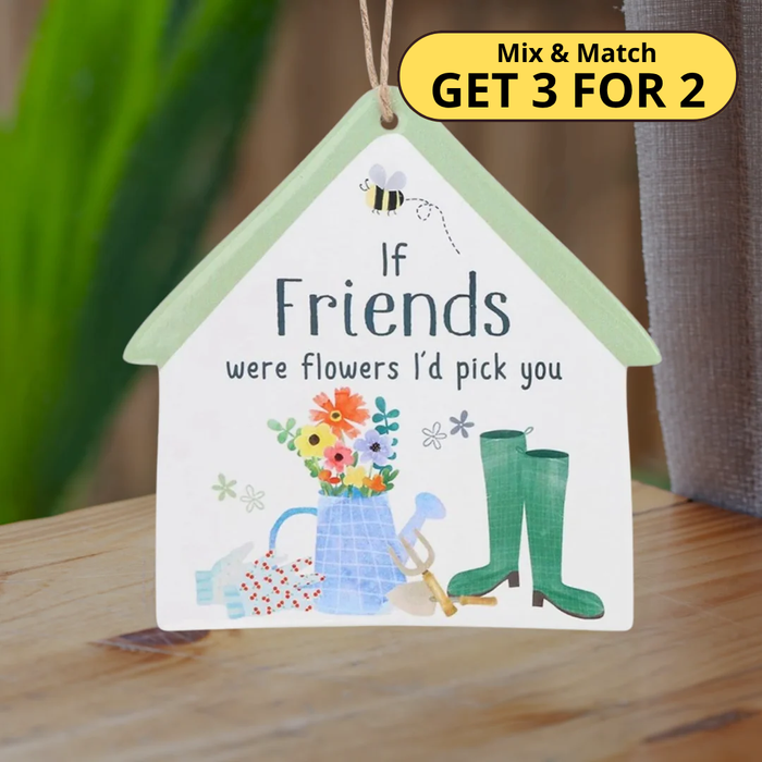 Happy Garden Friends Hanging House Sign